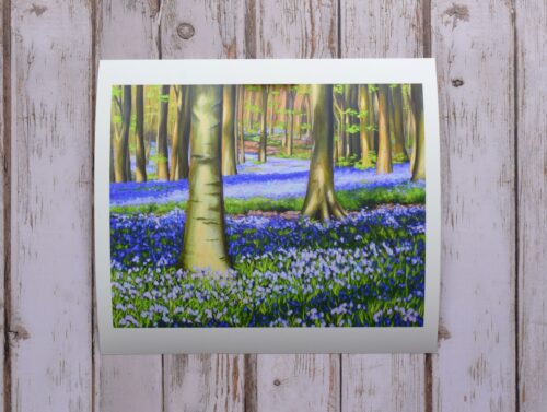 Evening Bluebells in West Woods, Marlborough, giclée print on paper or stretched canvas