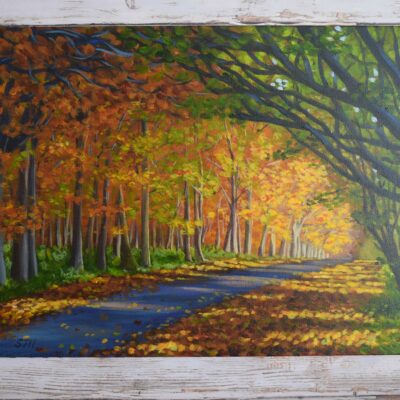 DSC_0007 Autumn in Bowood, Wiltshire, original acrylic on stretched canvas, 16x12 inches