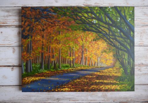 DSC_0007 Autumn in Bowood, Wiltshire, original acrylic on stretched canvas, 16x12 inches