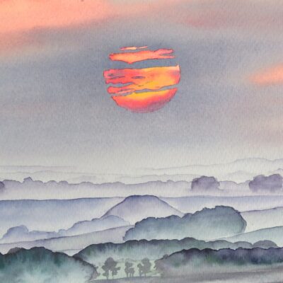 Red in the Morning, Silbury Hill, giclée print on paper